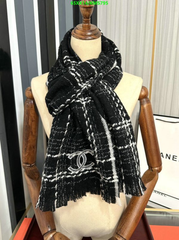 Chanel Replica Fringe Plaid Cashmere CC Logos Scarf