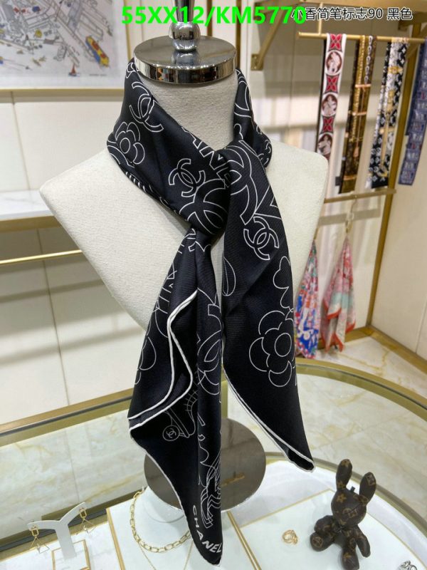 Chanel Replica Camellia Black Silk Twill Square Scarf