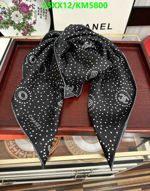 Chanel Replica 1986-1988 CC-Print  Black Dot Silk Scarf