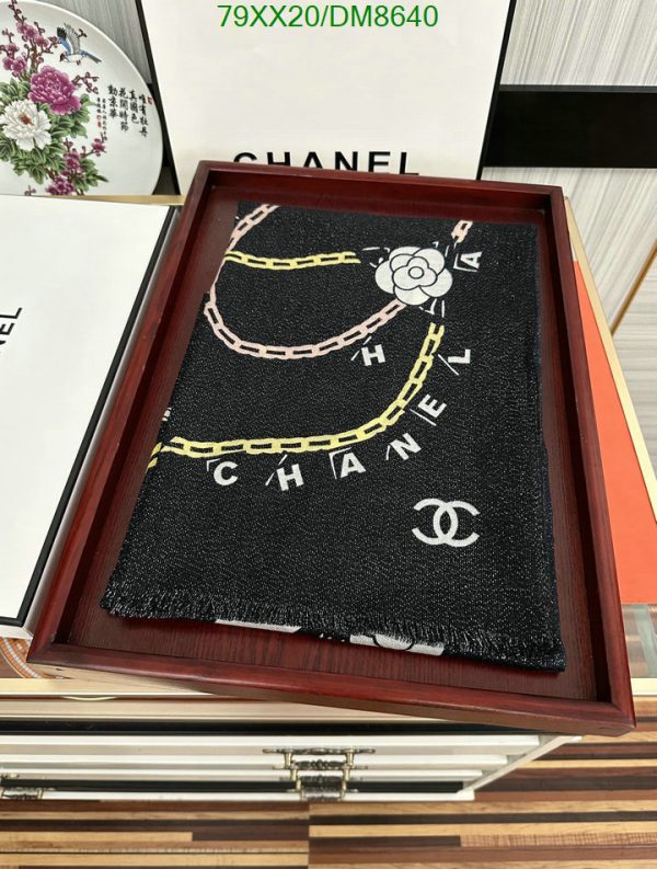 Chanel Replica Black and Gold Cashmere CC Charms Scarf