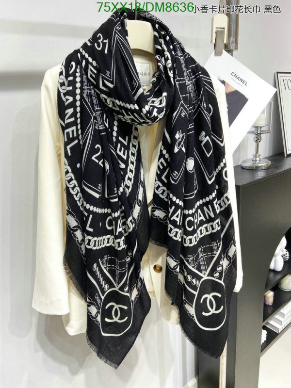 Chanel Replica Cashmere Black & White Long Square Scarf