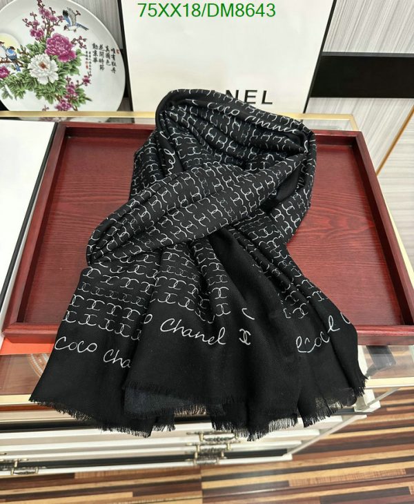 Chanel Replica Twill Hair Tie White Black Square Scarf