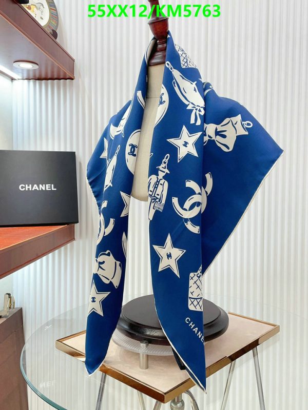 Chanel Replica Luxury Blue White Silk Square Scarf