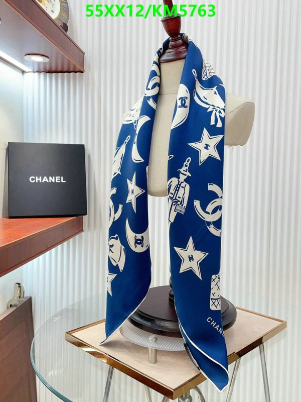 Chanel Replica Luxury Blue White Silk Square Scarf