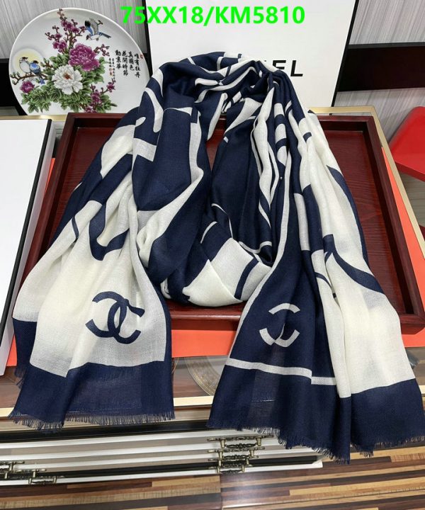 Chanel Replica Camellia Cashmere Navy and White Square 90