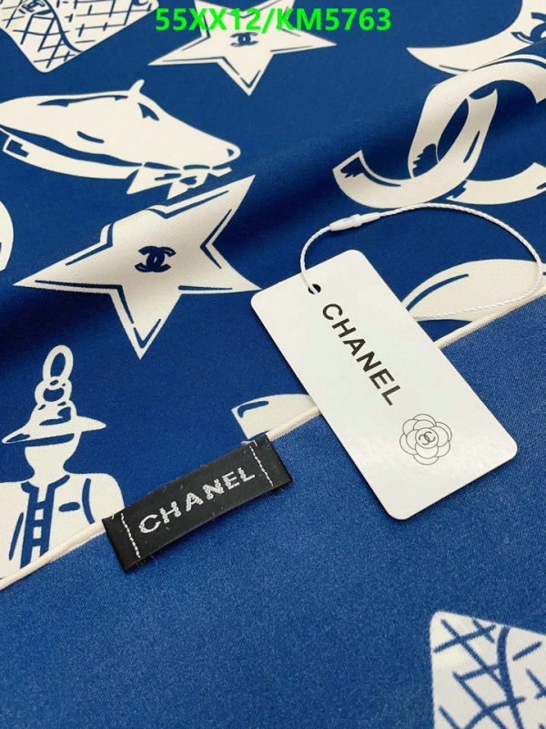 Chanel Replica Luxury Blue White Silk Square Scarf