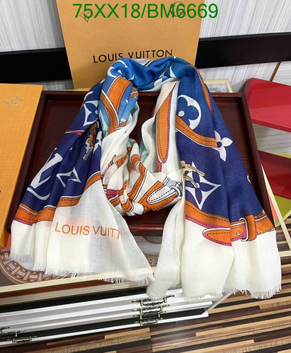 Louis Vuitton Replica Blue/White Cashmere Floral Shawl/Scarf