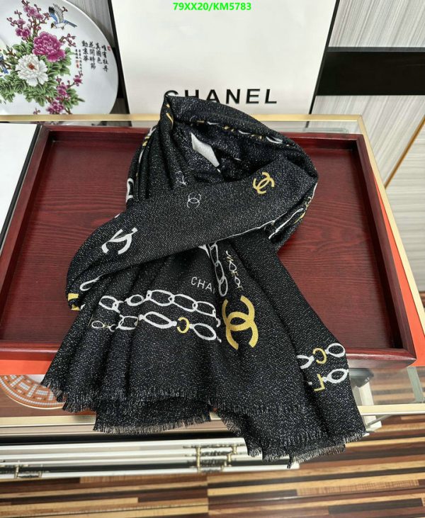 Chanel Replica Black & White Silk + Cashmere Stole Scarf