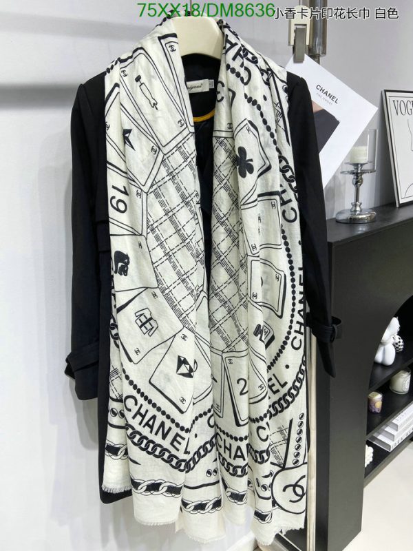 Chanel Replica Cashmere Black & White Long Square Scarf