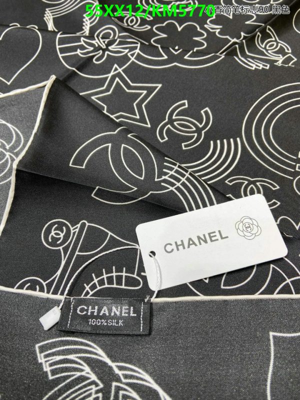 Chanel Replica Camellia Black Silk Twill Square Scarf