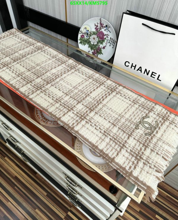 Chanel Replica Fringe Plaid Cashmere CC Logos Scarf