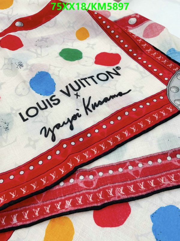 Louis Vuitton Replica LV X YK Silk & Cashmere Monogram Dots Scarf 140