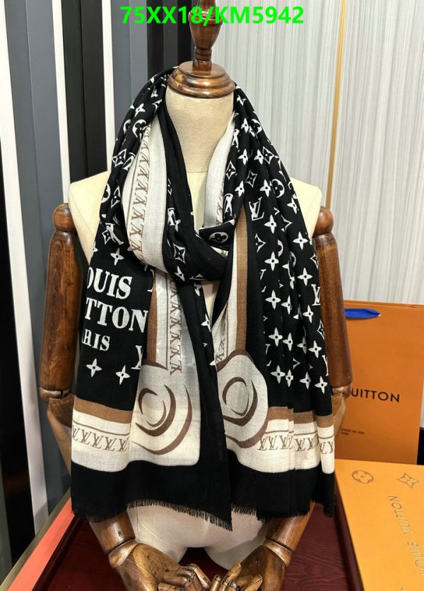 Louis Vuitton Replica Cashmere Black/White Monogram Scarf