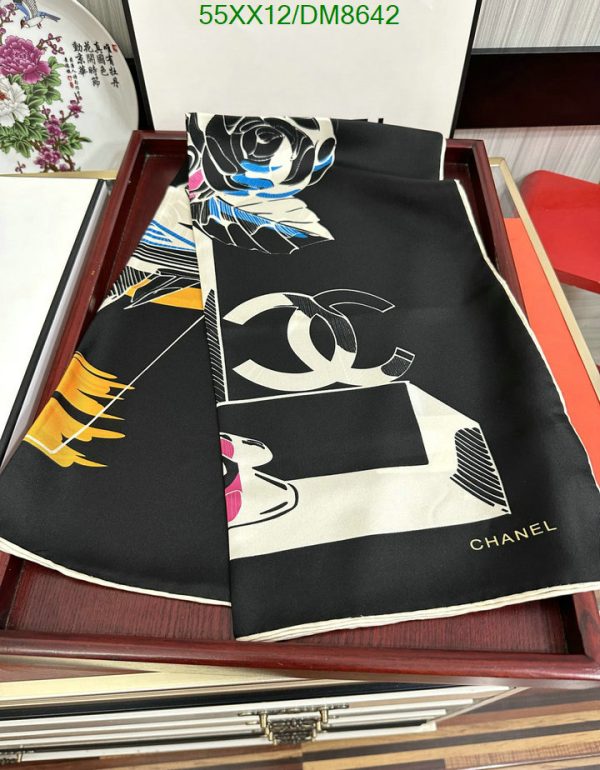 Chanel Replica CC Black White Silk 2023 Square Scarf