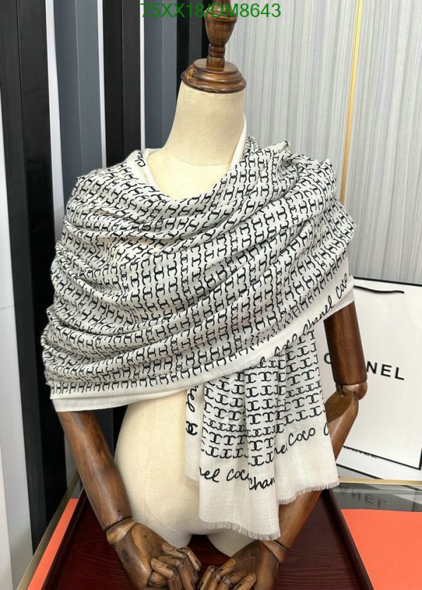 Chanel Replica Twill Hair Tie White Black Square Scarf