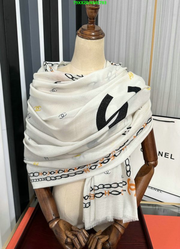 Chanel Replica Black & White Silk + Cashmere Stole Scarf