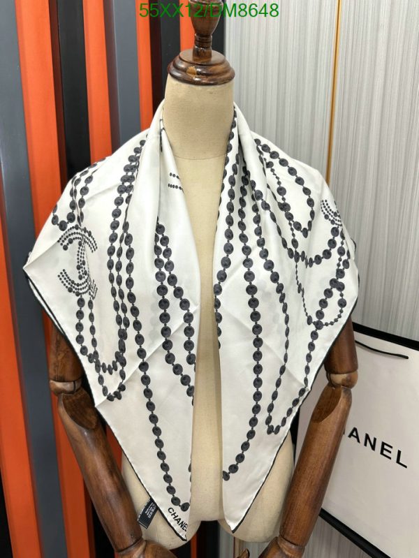 Chanel Replica Square 90 Silk White and Black Scarf