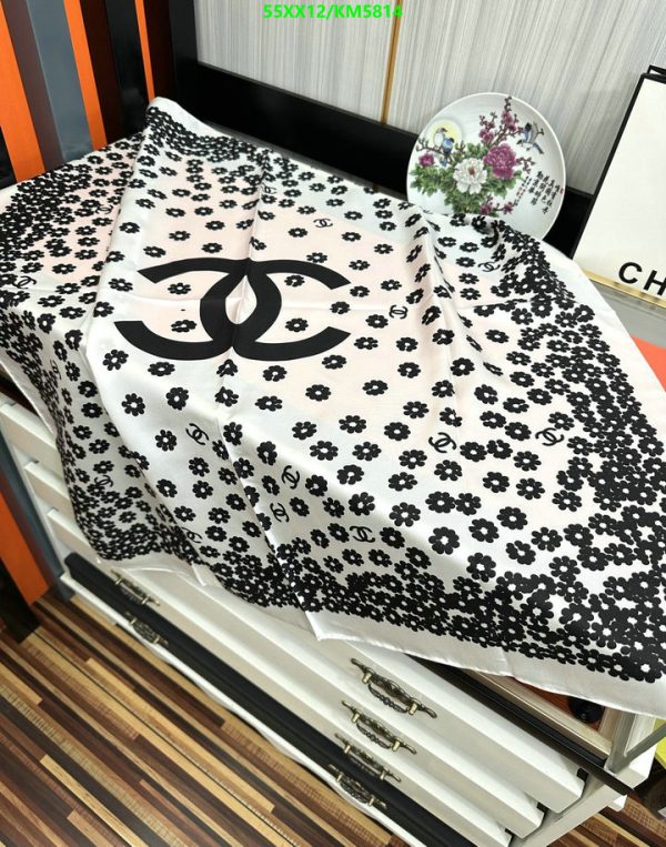 Chanel Replica Floral Print White Silk Neckerchief Square