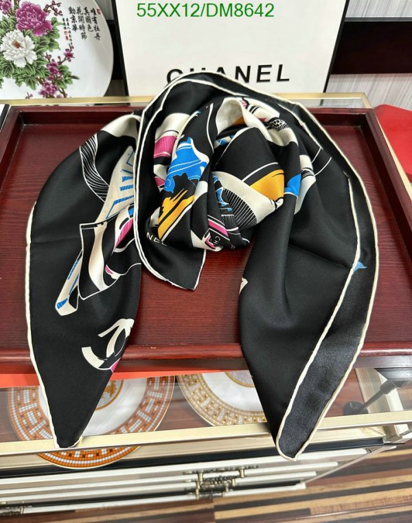 Chanel Replica CC Black White Silk 2023 Square Scarf