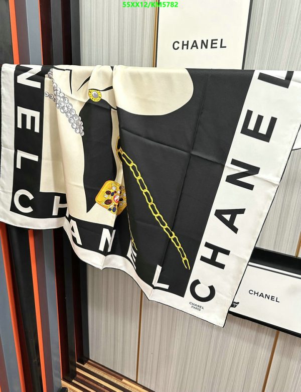 Chanel Replica Silk Hand Rolled Graphic Print Scarf