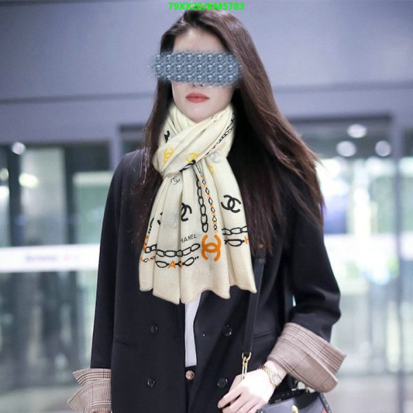 Chanel Replica Black & White Silk + Cashmere Stole Scarf