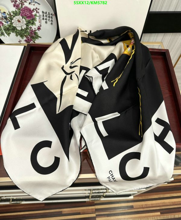 Chanel Replica Silk Hand Rolled Graphic Print Scarf