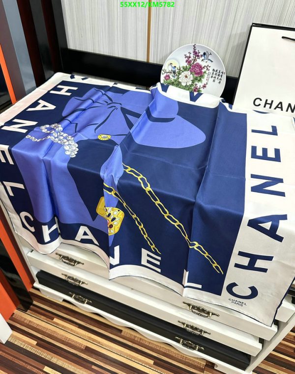 Chanel Replica Silk Hand Rolled Graphic Print Scarf