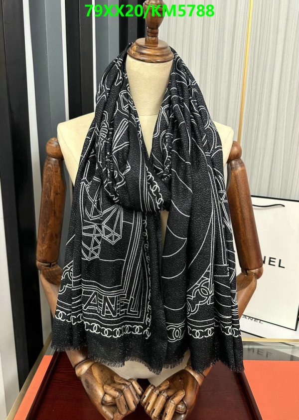 Chanel Replica Cashmere Black Square Silk Twill Scarf