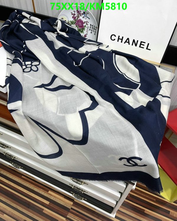 Chanel Replica Camellia Cashmere Navy and White Square 90