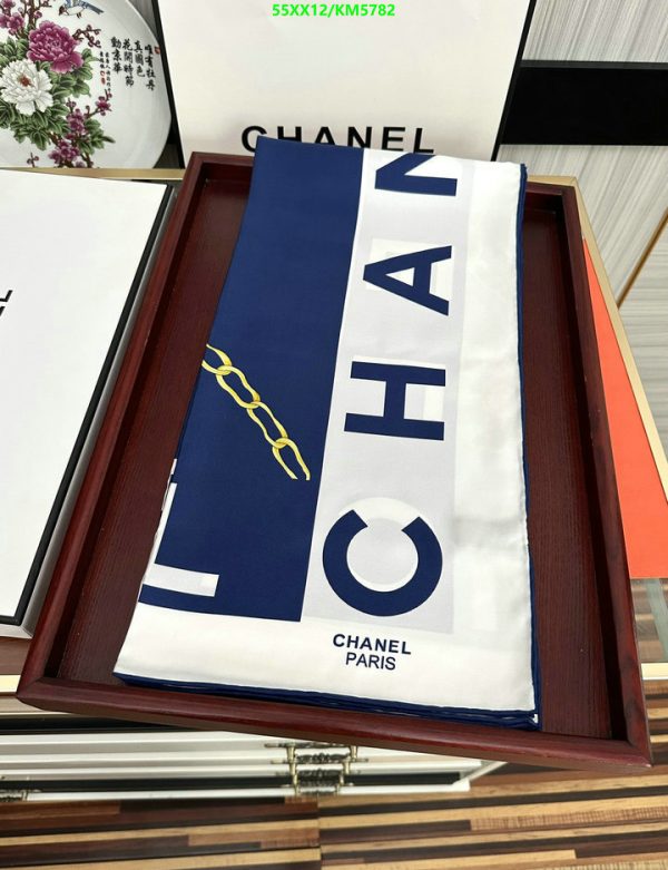 Chanel Replica Silk Hand Rolled Graphic Print Scarf