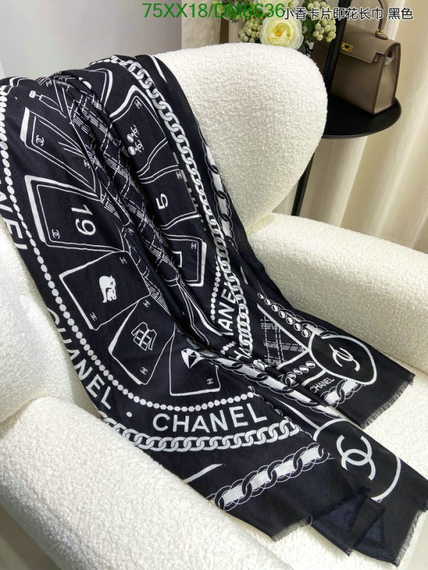 Chanel Replica Cashmere Black & White Long Square Scarf