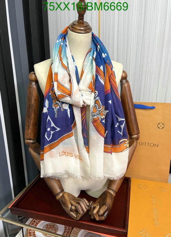 Louis Vuitton Replica Blue/White Cashmere Floral Shawl/Scarf