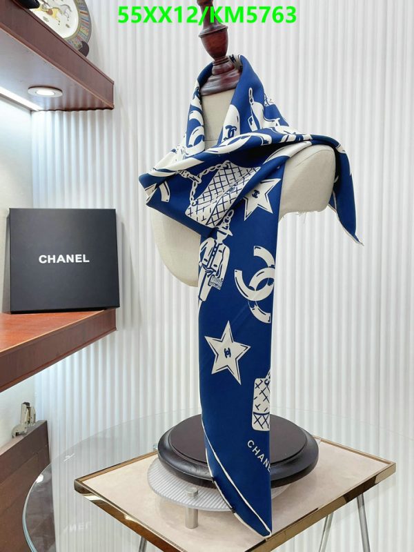 Chanel Replica Luxury Blue White Silk Square Scarf