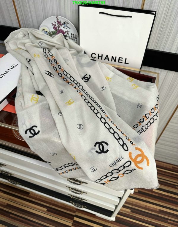 Chanel Replica Black & White Silk + Cashmere Stole Scarf