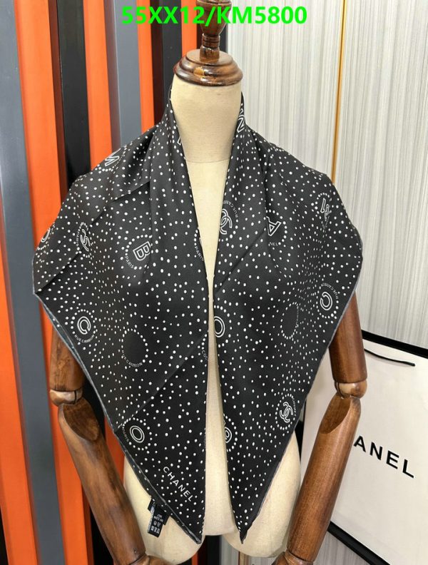 Chanel Replica 1986-1988 CC-Print  Black Dot Silk Scarf