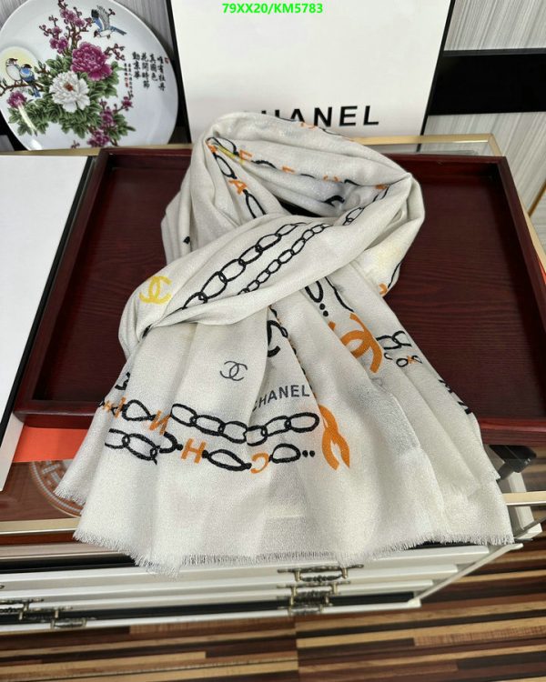 Chanel Replica Black & White Silk + Cashmere Stole Scarf