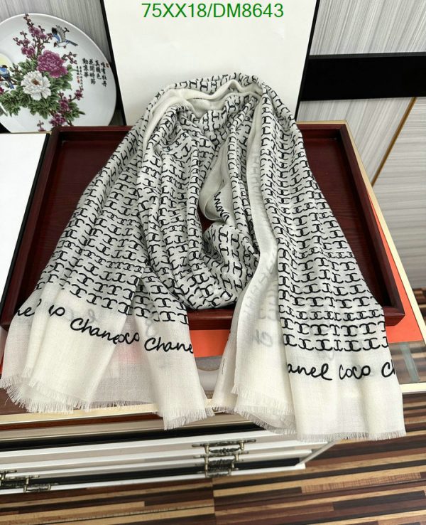 Chanel Replica Twill Hair Tie White Black Square Scarf