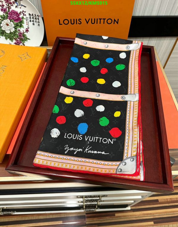 Louis Vuitton Replica LV X YK Silk Monogram Dots Scarf 90