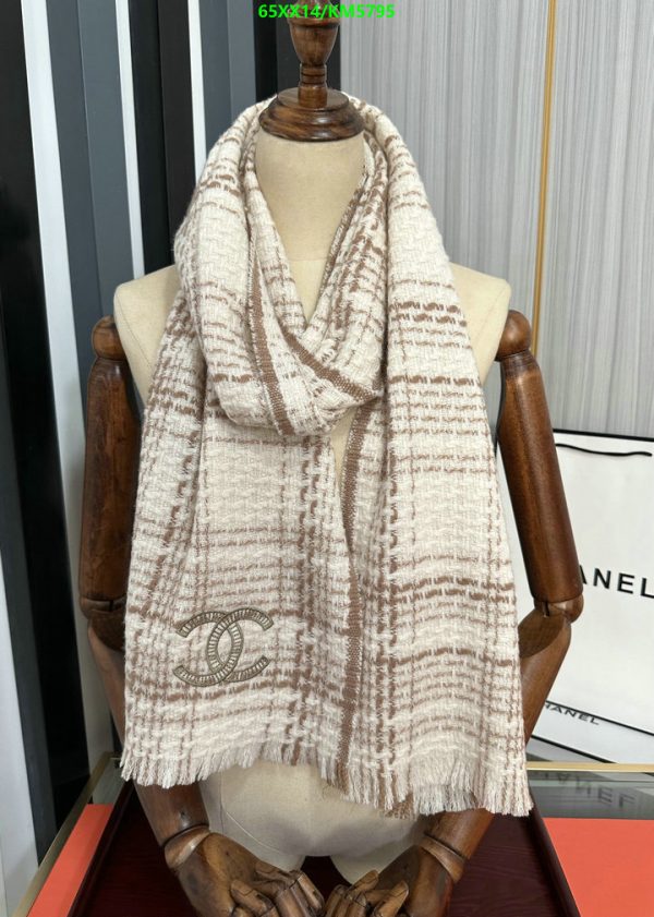 Chanel Replica Fringe Plaid Cashmere CC Logos Scarf