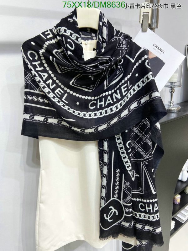 Chanel Replica Cashmere Black & White Long Square Scarf