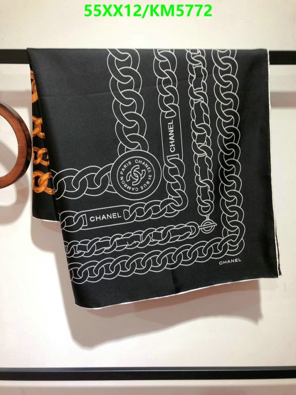 Chanel Replica Camellia Black Silk Twill Square Scarf