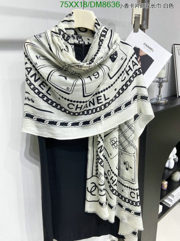 Chanel Replica Cashmere Black & White Long Square Scarf