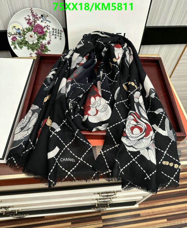 Chanel Replica Black Cashmere CC Logo Stole Scarf