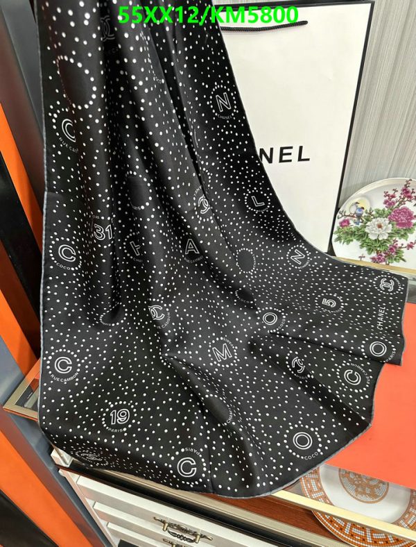 Chanel Replica 1986-1988 CC-Print  Black Dot Silk Scarf