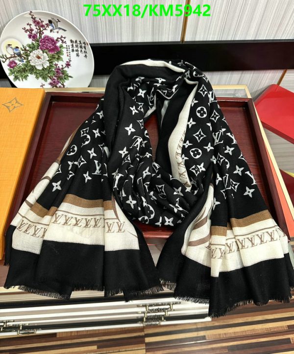 Louis Vuitton Replica Cashmere Black/White Monogram Scarf