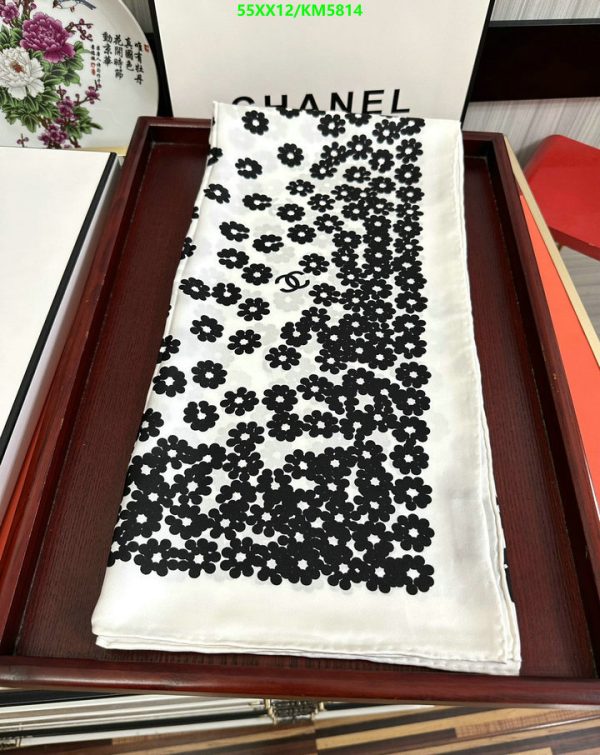 Chanel Replica Floral Print White Silk Neckerchief Square