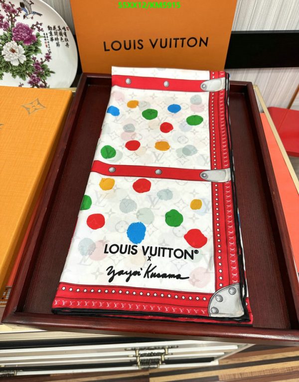 Louis Vuitton Replica LV X YK Silk Monogram Dots Scarf 90