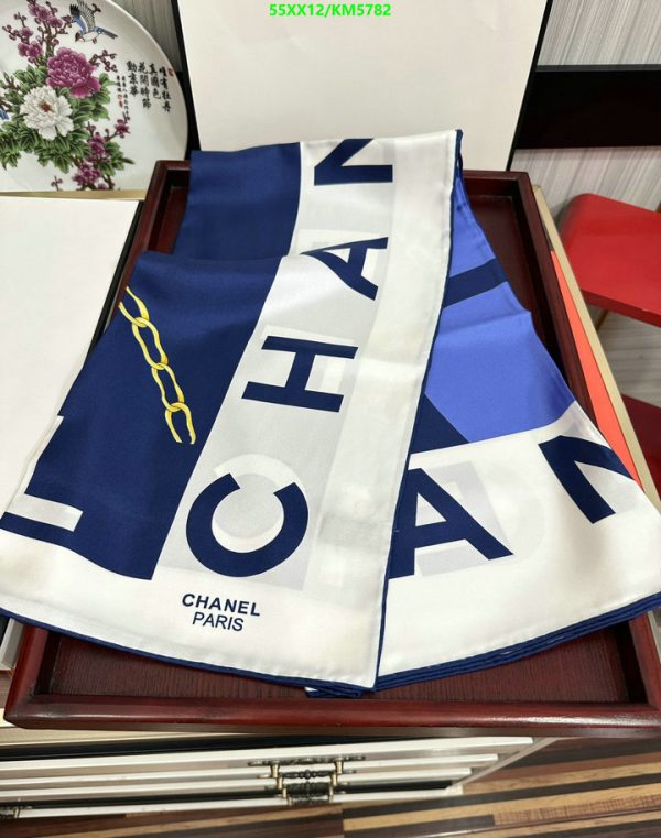 Chanel Replica Silk Hand Rolled Graphic Print Scarf