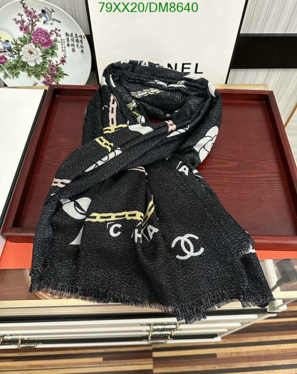 Chanel Replica Black and Gold Cashmere CC Charms Scarf