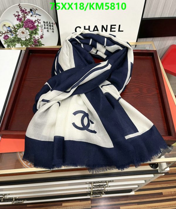 Chanel Replica Camellia Cashmere Navy and White Square 90